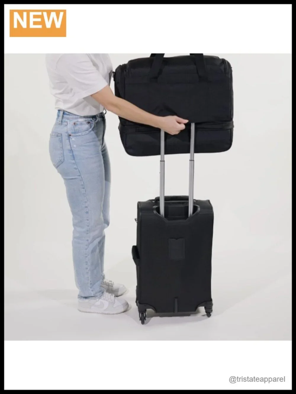 Lightweight Carry-on Weekender Duffel with Drop-Bottom Compartment